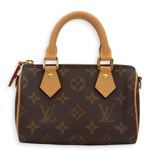 Speedy Nano Monogram Crossbody Bag in Canvas, Gold hardware