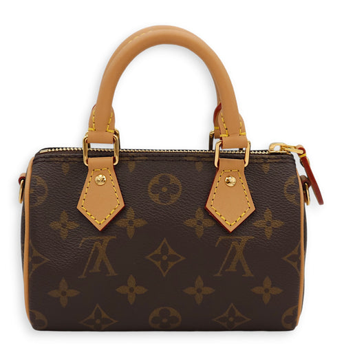 Speedy Nano Monogram Crossbody Bag in Canvas, Gold hardware