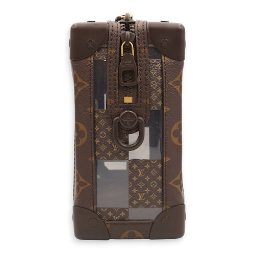 Virgil Abloh Monogram Chess Soft Trunk Brown Crossbody Bag in Vinyl/Canvas, Gold hardware