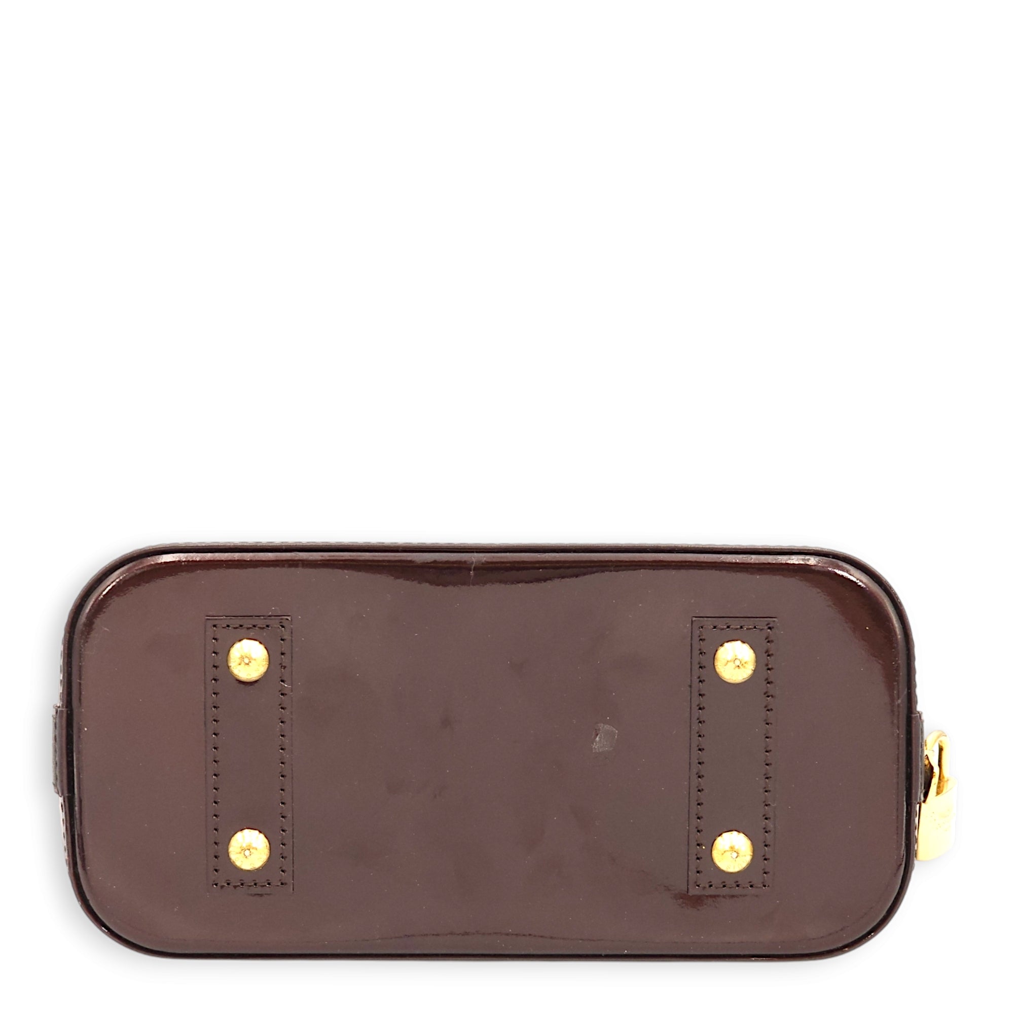 Alma BB Red Top Handle Bag in Vernis, Gold hardware