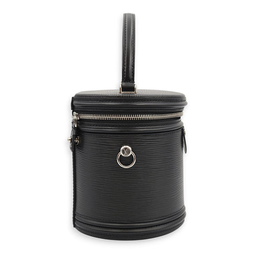 Cannes Black Top Handle Bag in Epi Leather, Palladium hardware