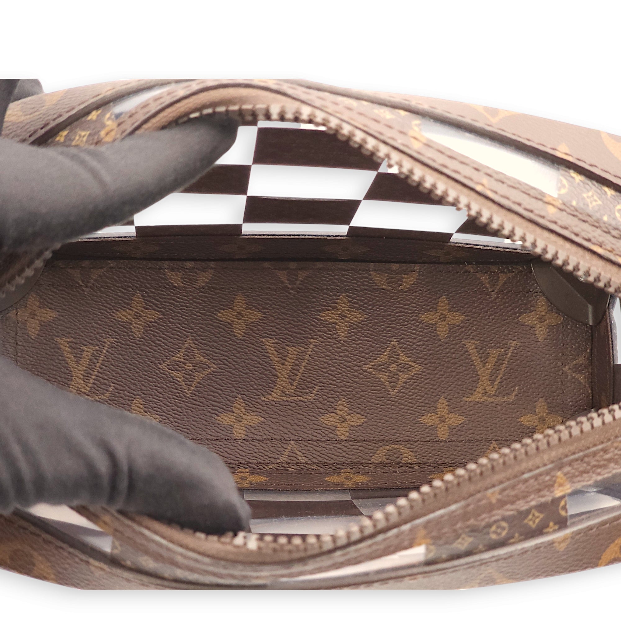 Virgil Abloh Monogram Chess Soft Trunk Brown Crossbody Bag in Vinyl Ca