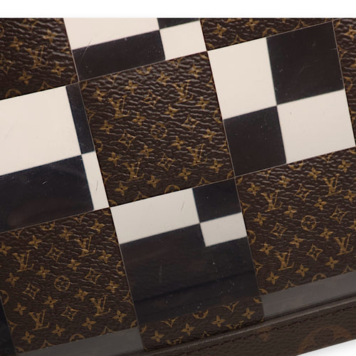 Virgil Abloh Monogram Chess Soft Trunk Brown Crossbody Bag in Vinyl/Canvas, Gold hardware