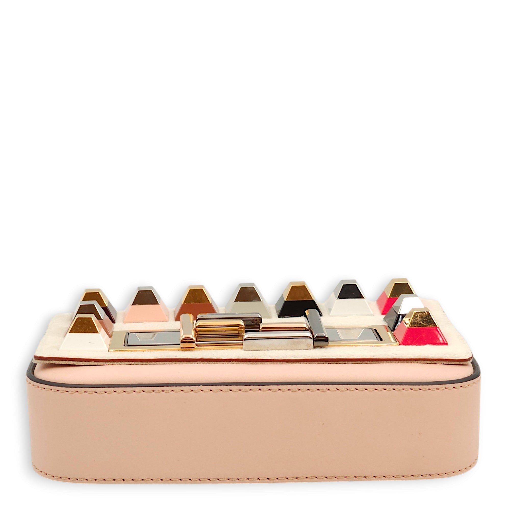 Studded 3Baguette Multi-colour Crossbody Bag in Calfskin/Ponyhair, Gold/Silver/Resin hardware