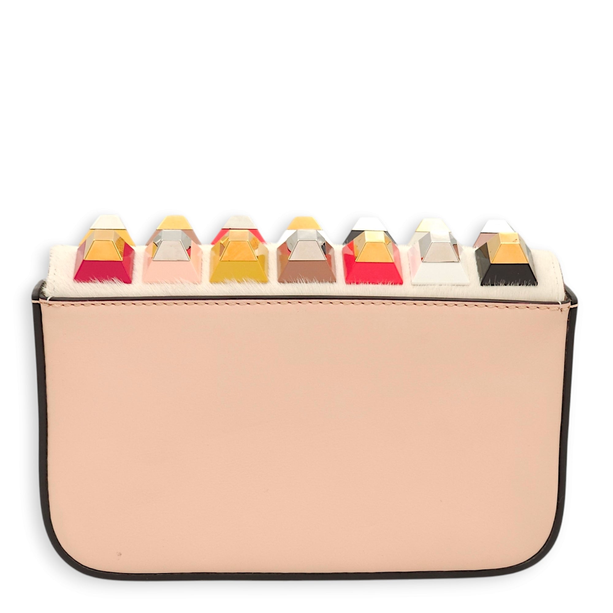 Studded 3Baguette Multi-colour Crossbody Bag in Calfskin/Ponyhair, Gold/Silver/Resin hardware