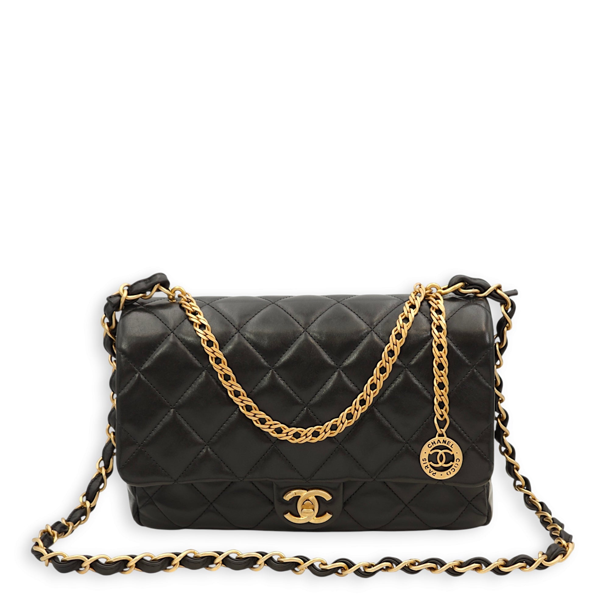 Quilted Seasonal Flap Others Black Crossbody Bag in Lambskin Gold hardware