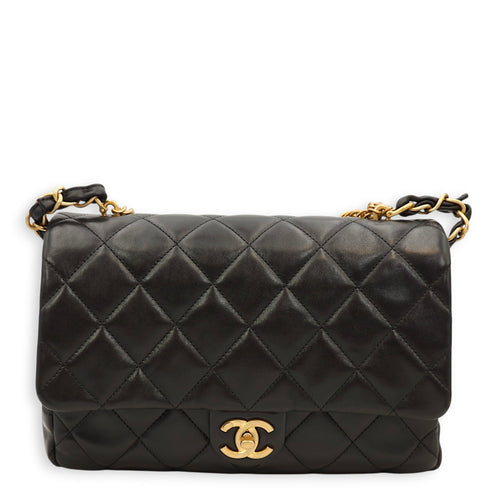 Quilted Seasonal Flap Others Black Crossbody Bag in Lambskin Gold hardware