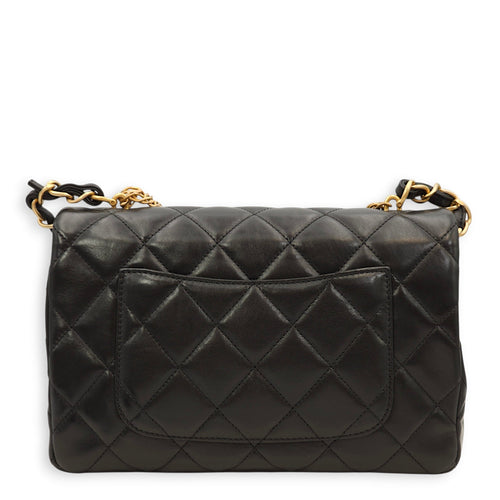 Quilted Seasonal Flap Others Black Crossbody Bag in Lambskin Gold hardware