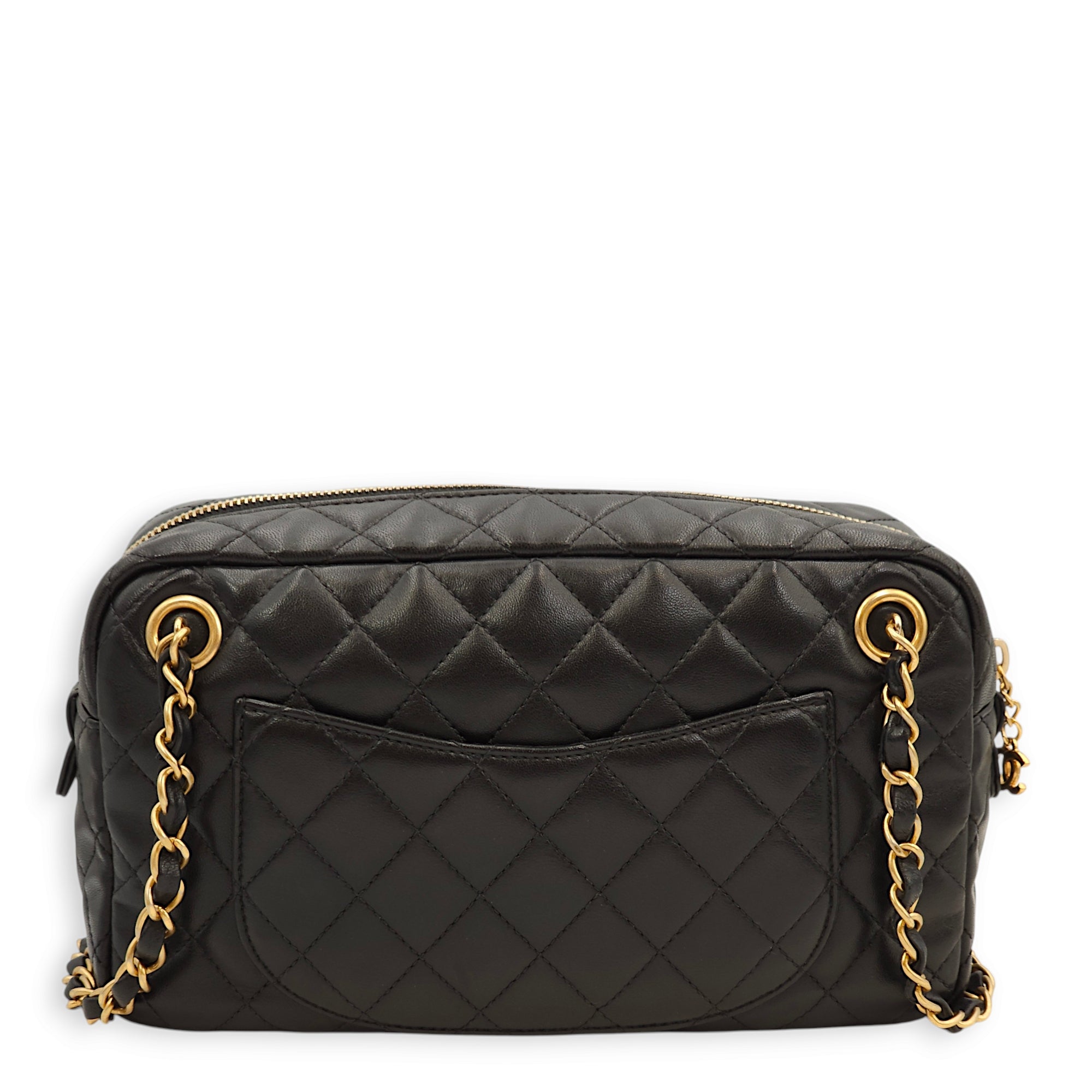 Quilted Girl Jacket Black Shoulder Bag in Lambskin, Gold hardware