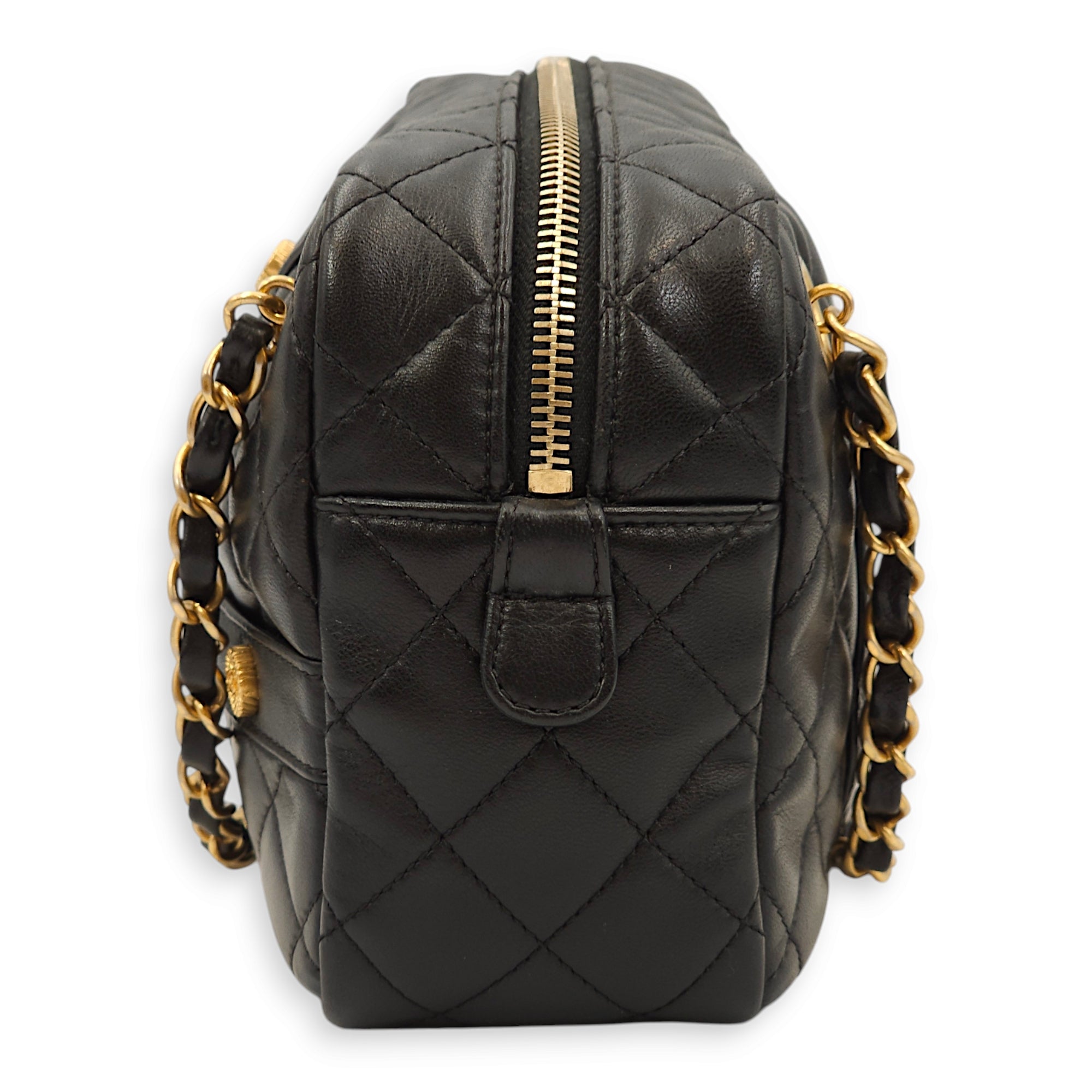 Quilted Girl Jacket Black Shoulder Bag in Lambskin, Gold hardware