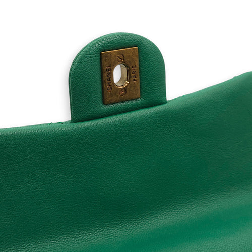 Trapezio Flap Green Crossbody Bag in Chevre Leather Gold hardware C92421 9