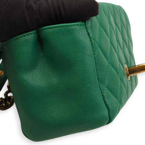 Trapezio Flap Green Crossbody Bag in Chevre Leather Gold hardware C92421 10