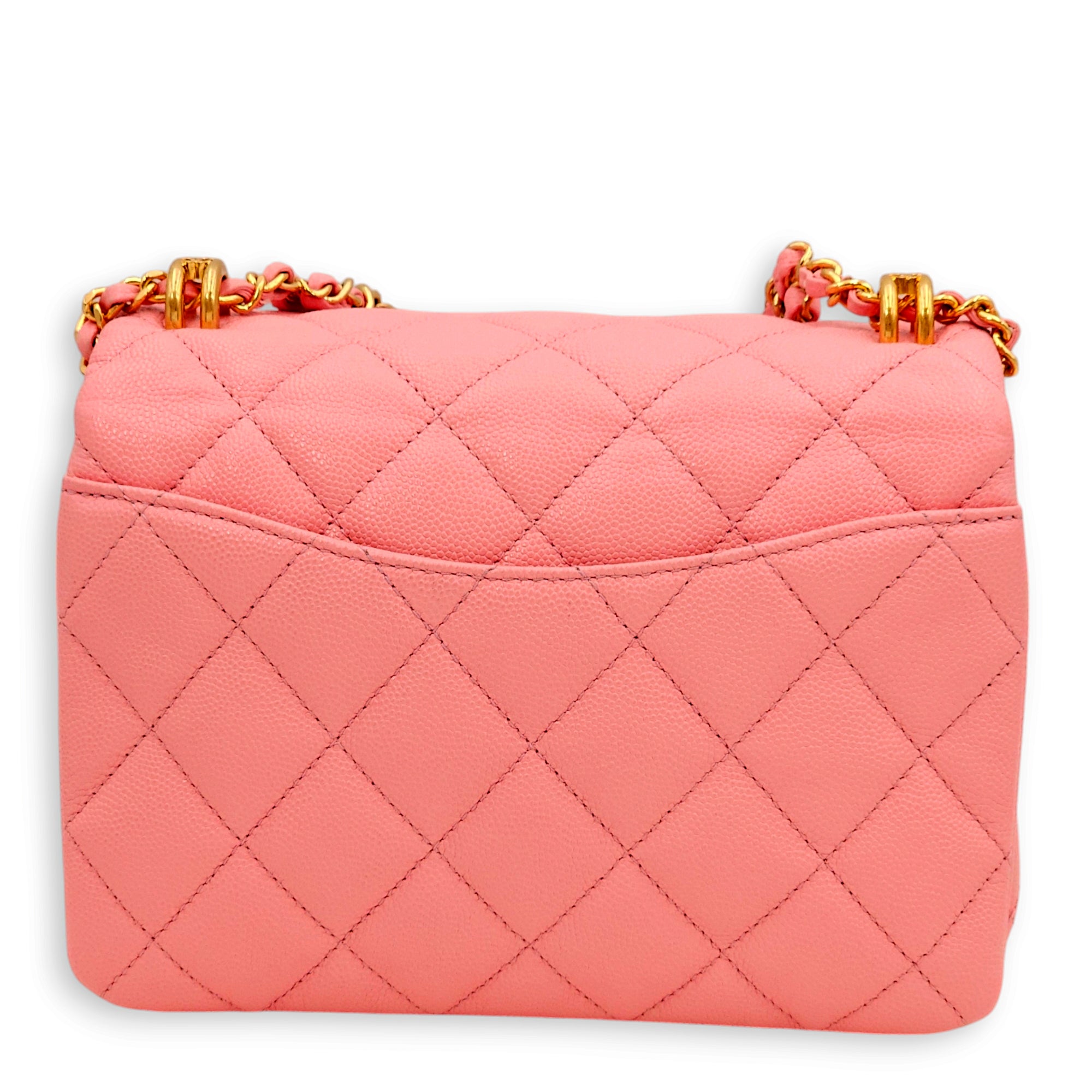 Coco First Flap Pink Shoulder Bag in Caviar Leather, Gold hardware