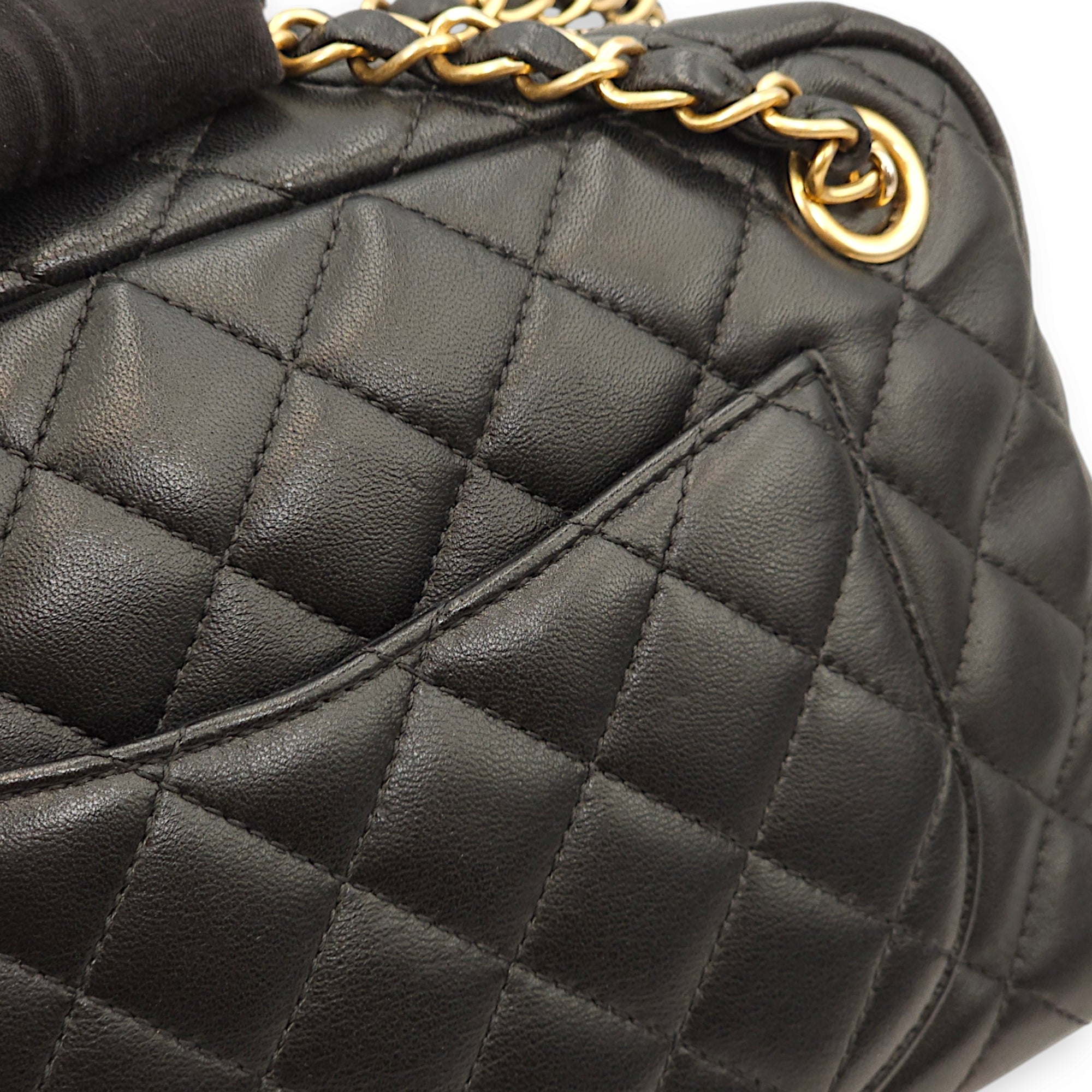 Quilted Girl Jacket Black Shoulder Bag in Lambskin, Gold hardware