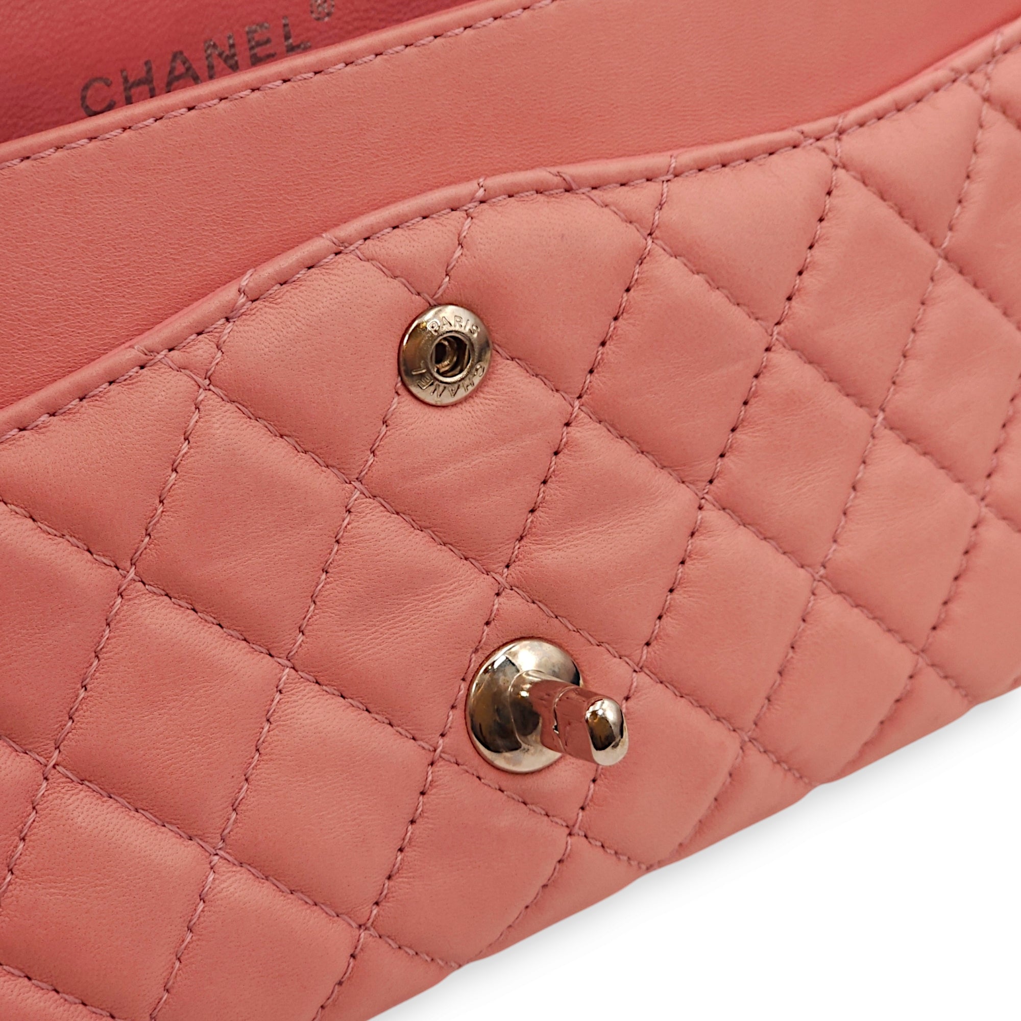 Classic Double Flap Pink Shoulder Bag in Lambskin, Silver hardware