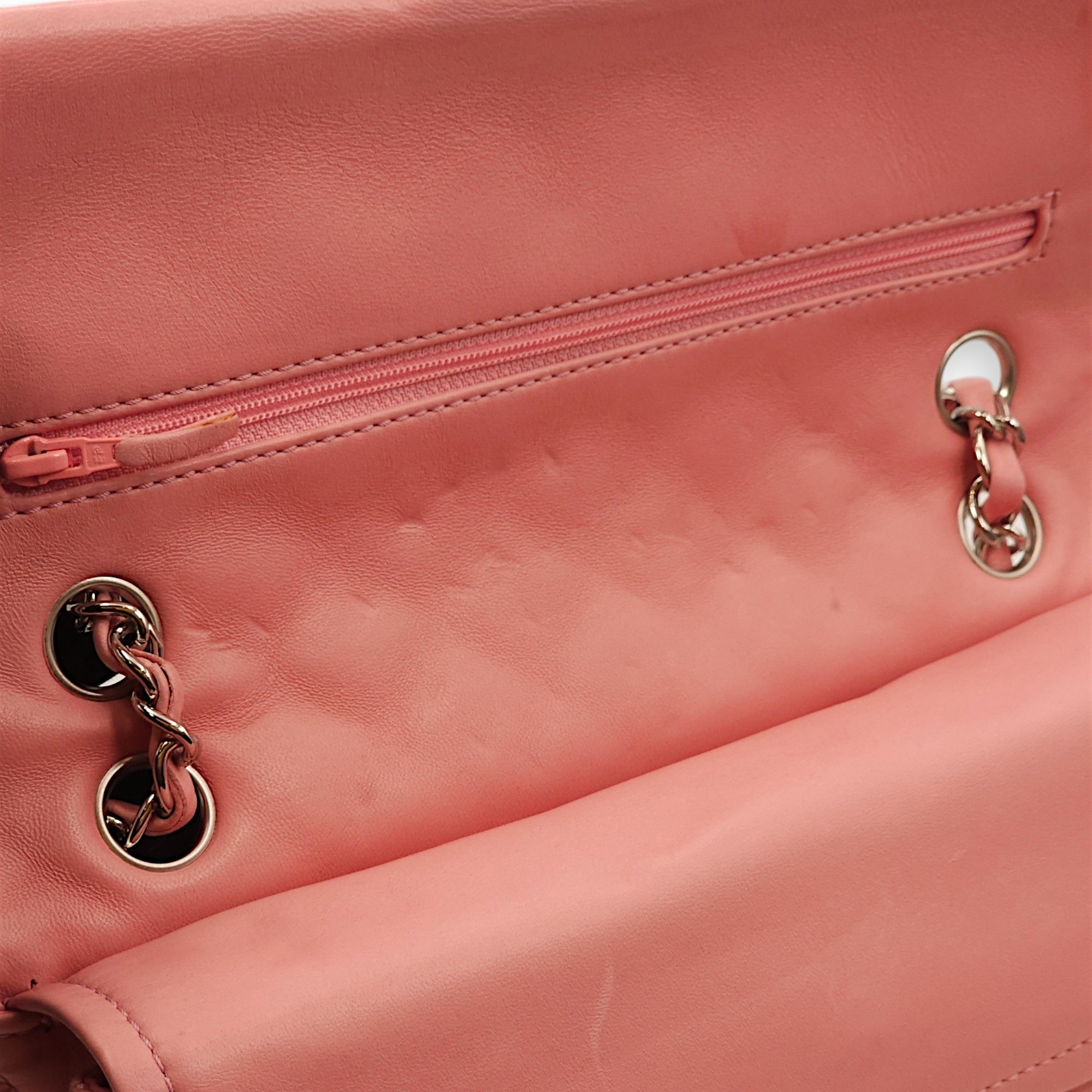 Classic Double Flap Pink Shoulder Bag in Lambskin, Silver hardware