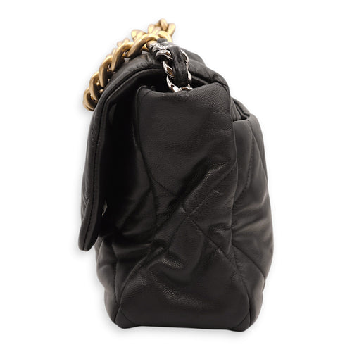 C19 Medium Black Shoulder Bag in Lambskin, Gold/Silver/Ruthenium hardware