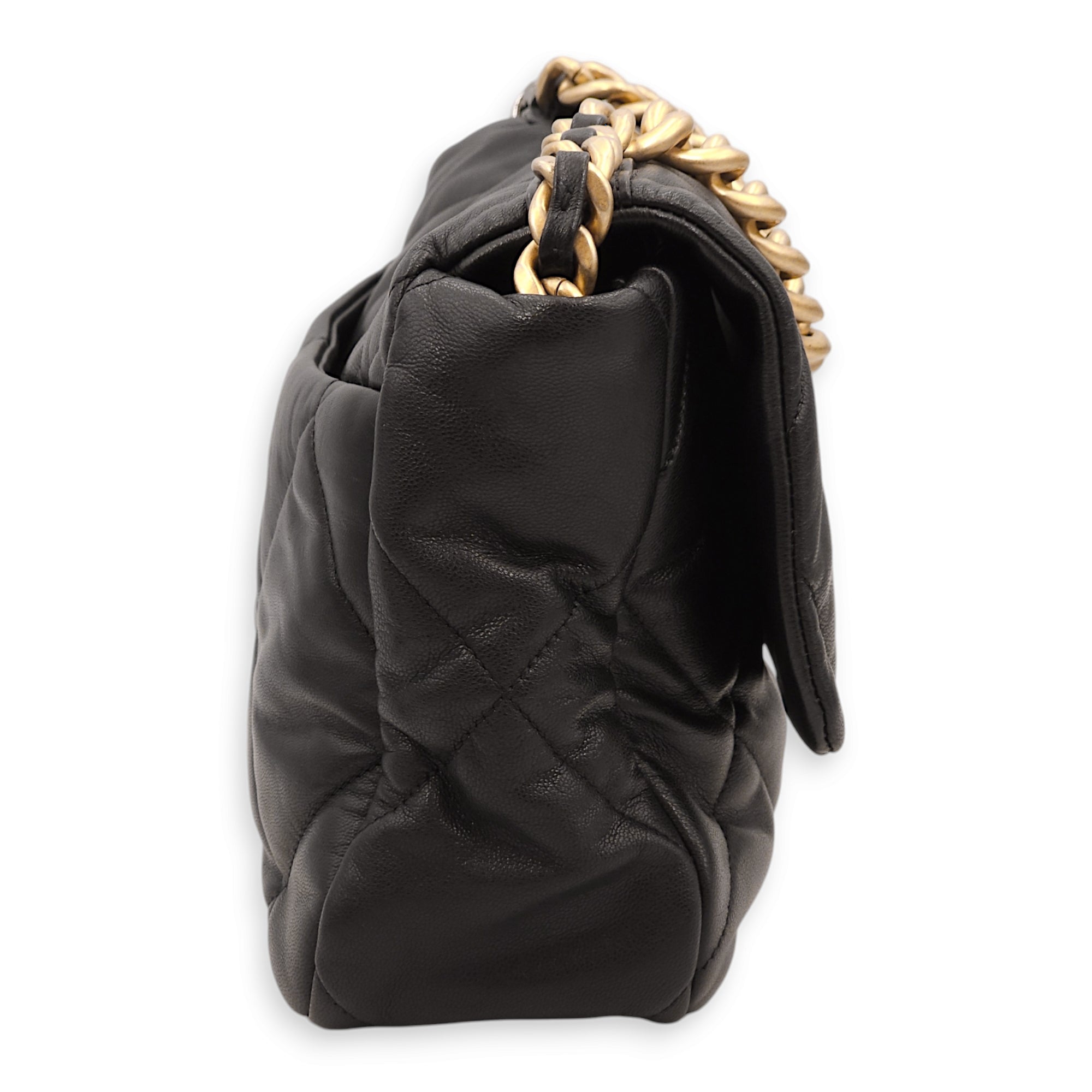 C19 Medium Black Shoulder Bag in Lambskin, Gold/Silver/Ruthenium hardware