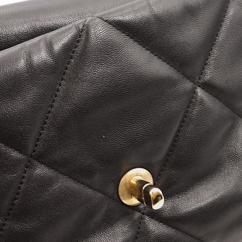 C19 Medium Black Shoulder Bag in Lambskin, Gold/Silver/Ruthenium hardware