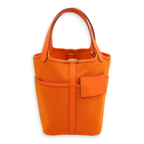 Picotin Pocket Lock 18 Orange in Swift/Toile Gold hardware CL2404-472 1