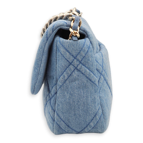 C19 Small Light Blue Shoulder Bag in Denim, 3-Tone hardware