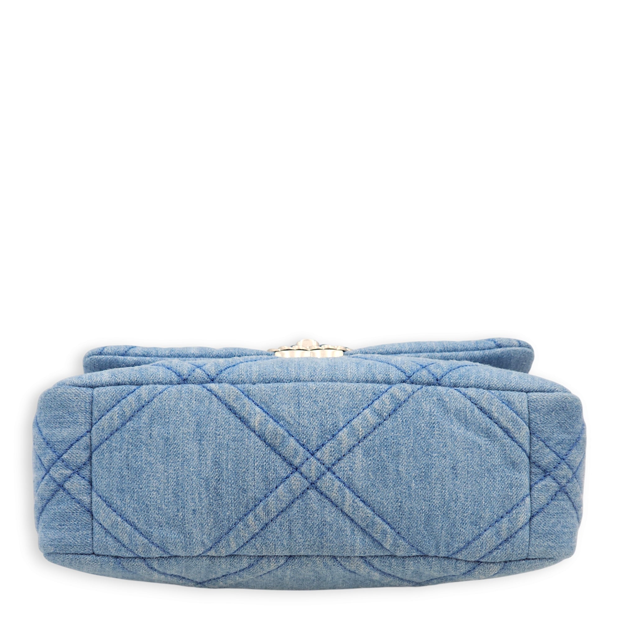 C19 Small Light Blue Shoulder Bag in Denim, 3-Tone hardware