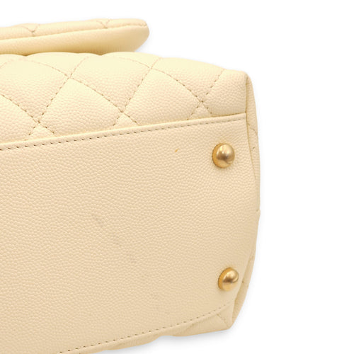 Coco Off-white, ombré handle Top Handle Bag in Caviar/Python, Gold hardware