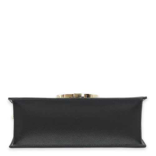 30 Montaigne Black Crossbody Bag in Calfskin, Light Gold hardware