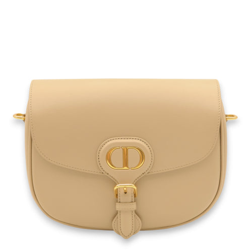 Bobby Medium Beige Crossbody Bag in Calfskin, Gold hardware