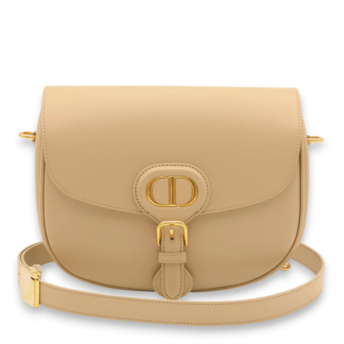 Bobby Medium Beige Crossbody Bag in Calfskin, Gold hardware