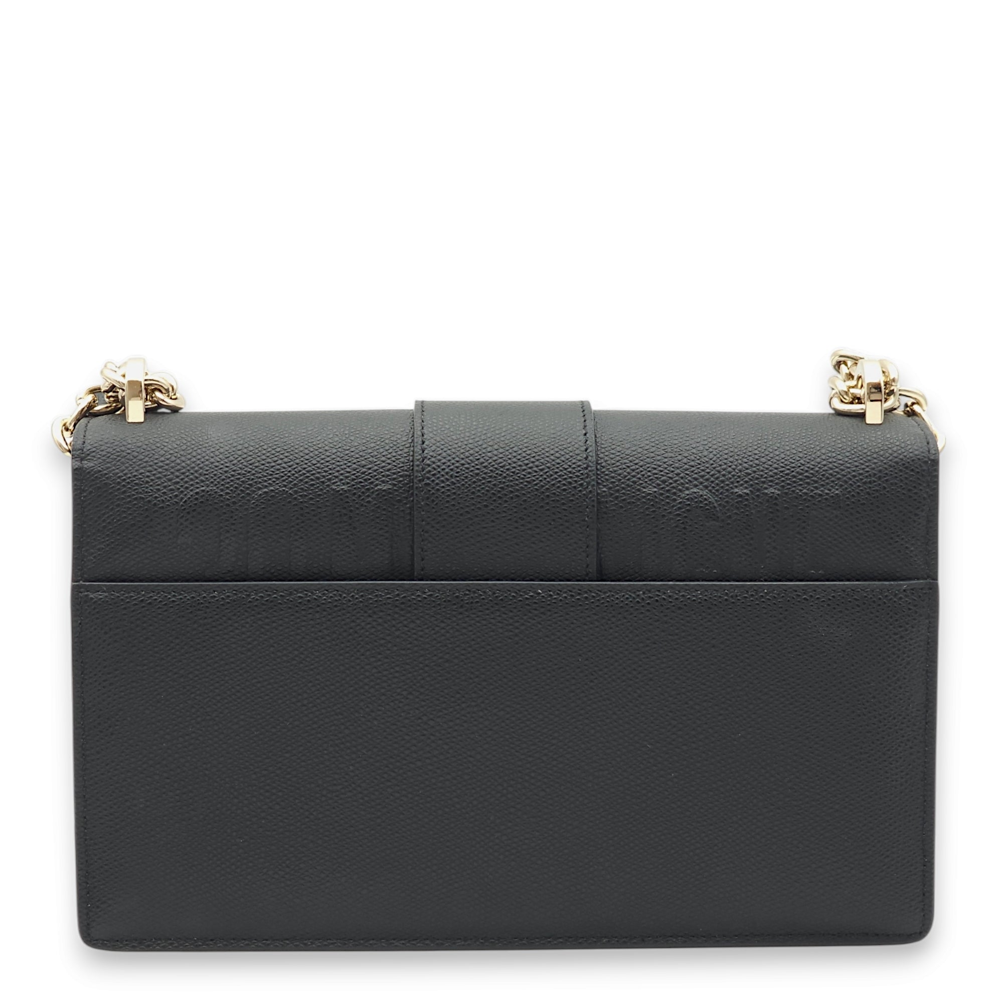 30 Montaigne Black Crossbody Bag in Calfskin, Light Gold hardware