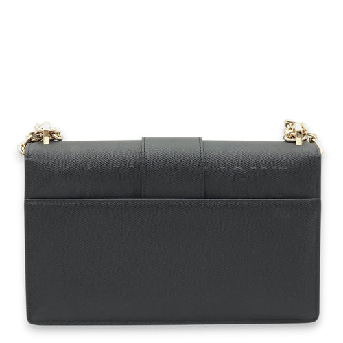 30 Montaigne Black Crossbody Bag in Calfskin, Light Gold hardware