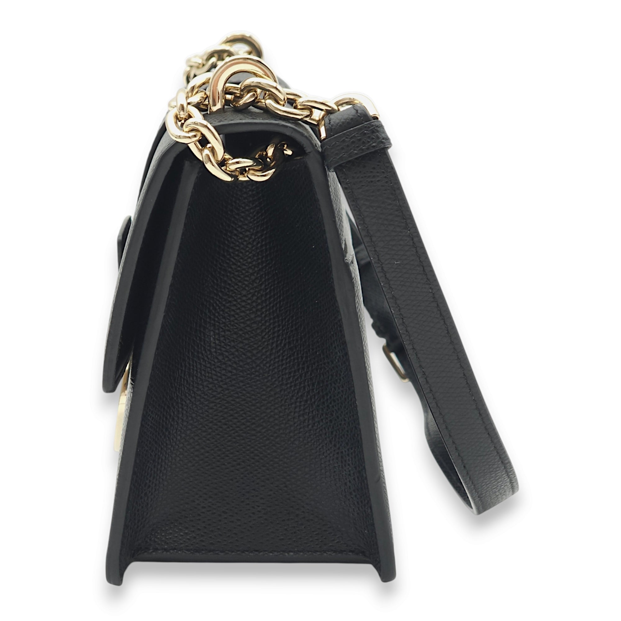 30 Montaigne Black Crossbody Bag in Calfskin, Light Gold hardware