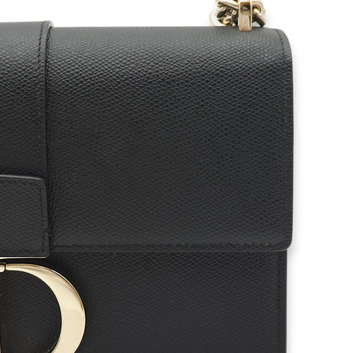 30 Montaigne Black Crossbody Bag in Calfskin, Light Gold hardware