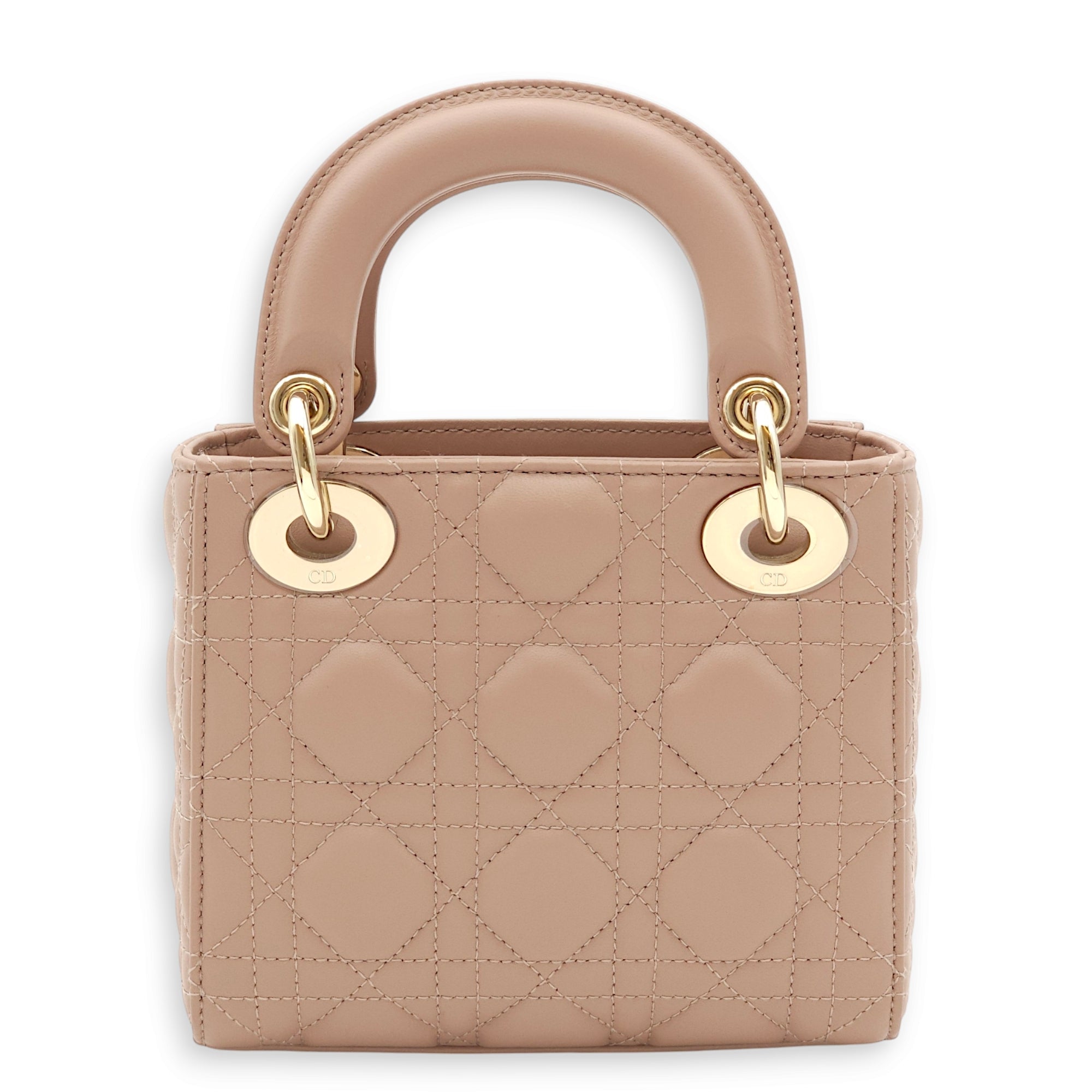 Christian Dior Lady Dior Mini Blush Top Handle Bag in Lambskin Gold hardware Singapore