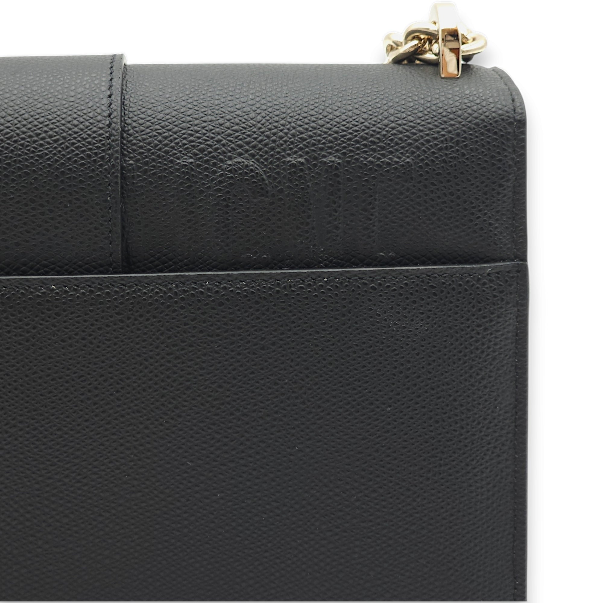 30 Montaigne Black Crossbody Bag in Calfskin, Light Gold hardware