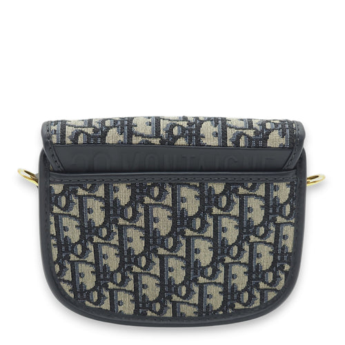 Bobby Small Blue Oblique Crossbody Bag in Jacquard, Gold hardware