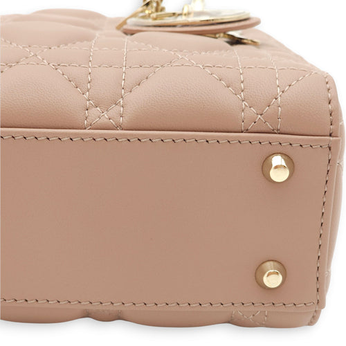 Lady Dior Mini Blush Top Handle Bag in Lambskin, Gold hardware