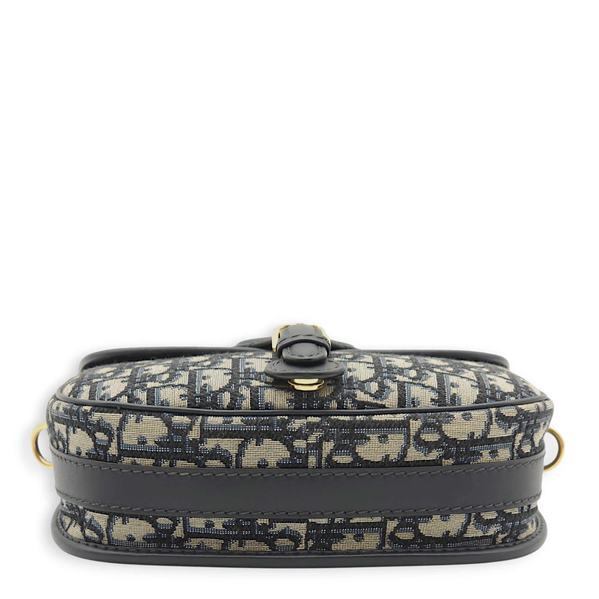 Bobby Medium Blue Oblique Crossbody Bag in Jacquard/Calfskin, Gold hardware