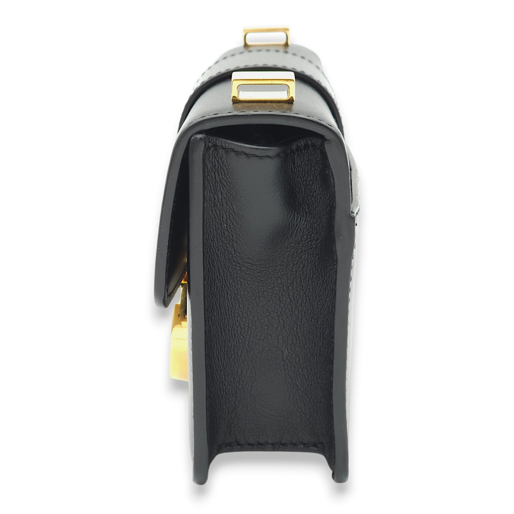 30 Montaigne Micro Black Crossbody Bag in Calfskin, Gold hardware