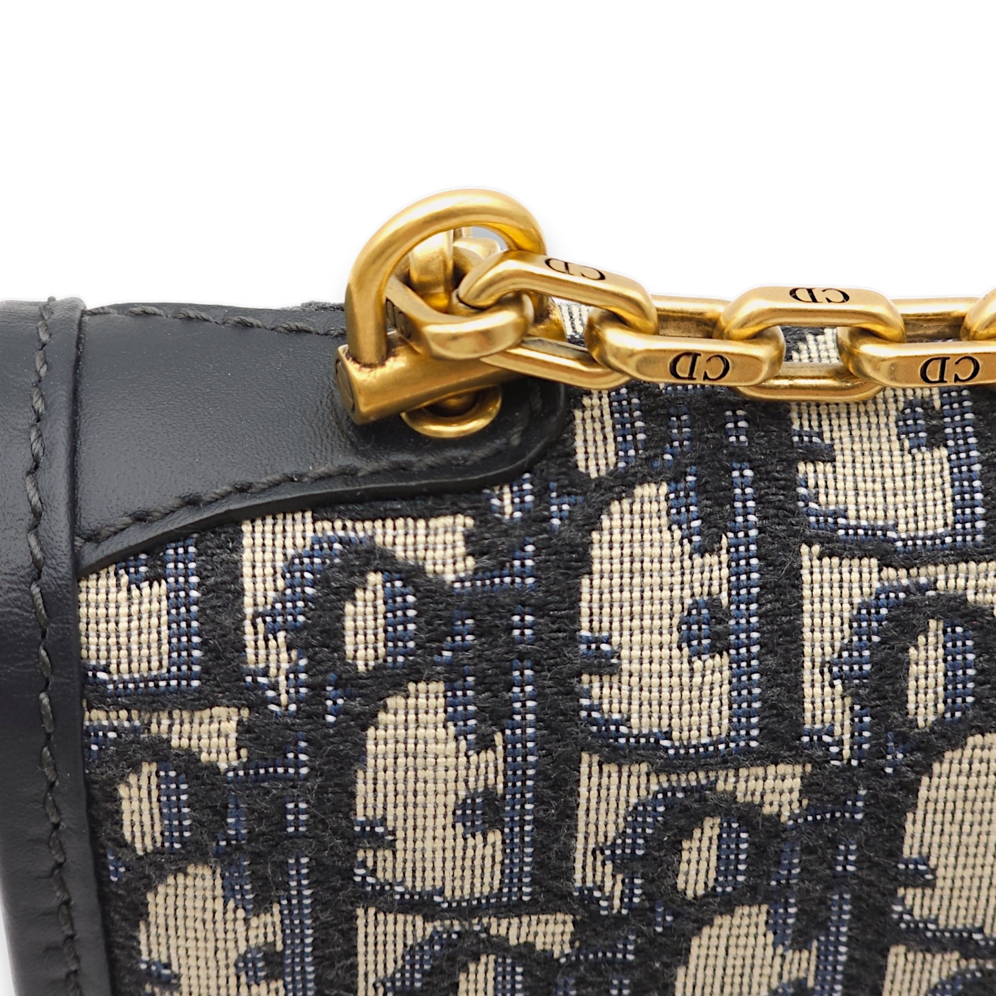 Dior Addict Medium Blue Oblique Shoulder Bag in Jacquard, Gold hardware