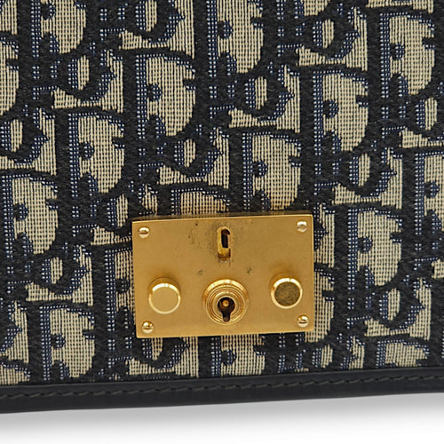 Dior Addict Medium Blue Oblique Shoulder Bag in Jacquard, Gold hardware