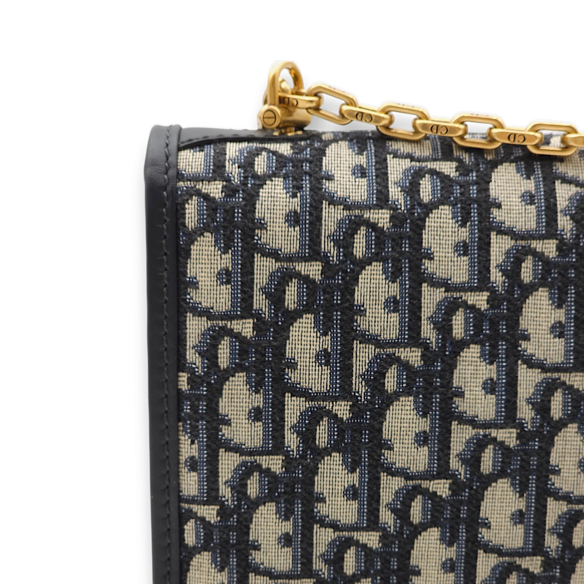 Dior Addict Medium Blue Oblique Shoulder Bag in Jacquard, Gold hardware