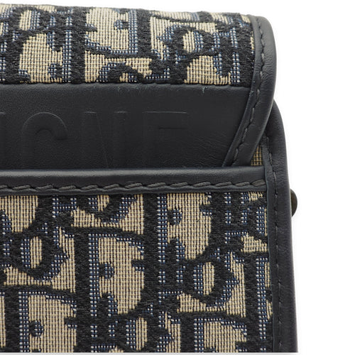 Bobby Medium Blue Oblique Crossbody Bag in Jacquard/Calfskin, Gold hardware