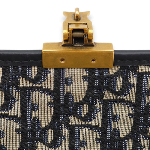 Dior Addict Medium Blue Oblique Shoulder Bag in Jacquard, Gold hardware