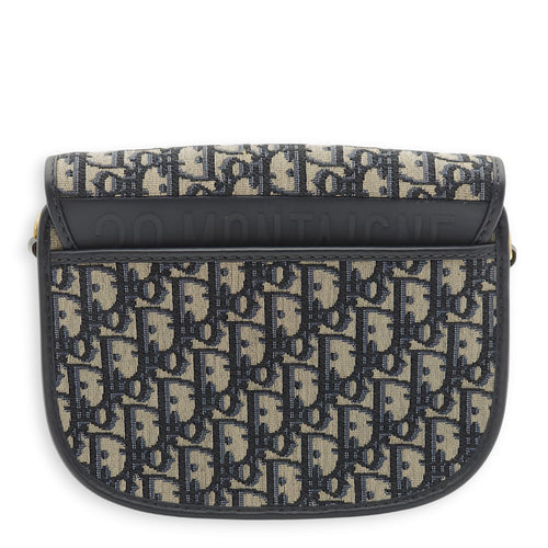 Bobby Medium Blue Oblique Crossbody Bag in Jacquard/Calfskin, Gold hardware