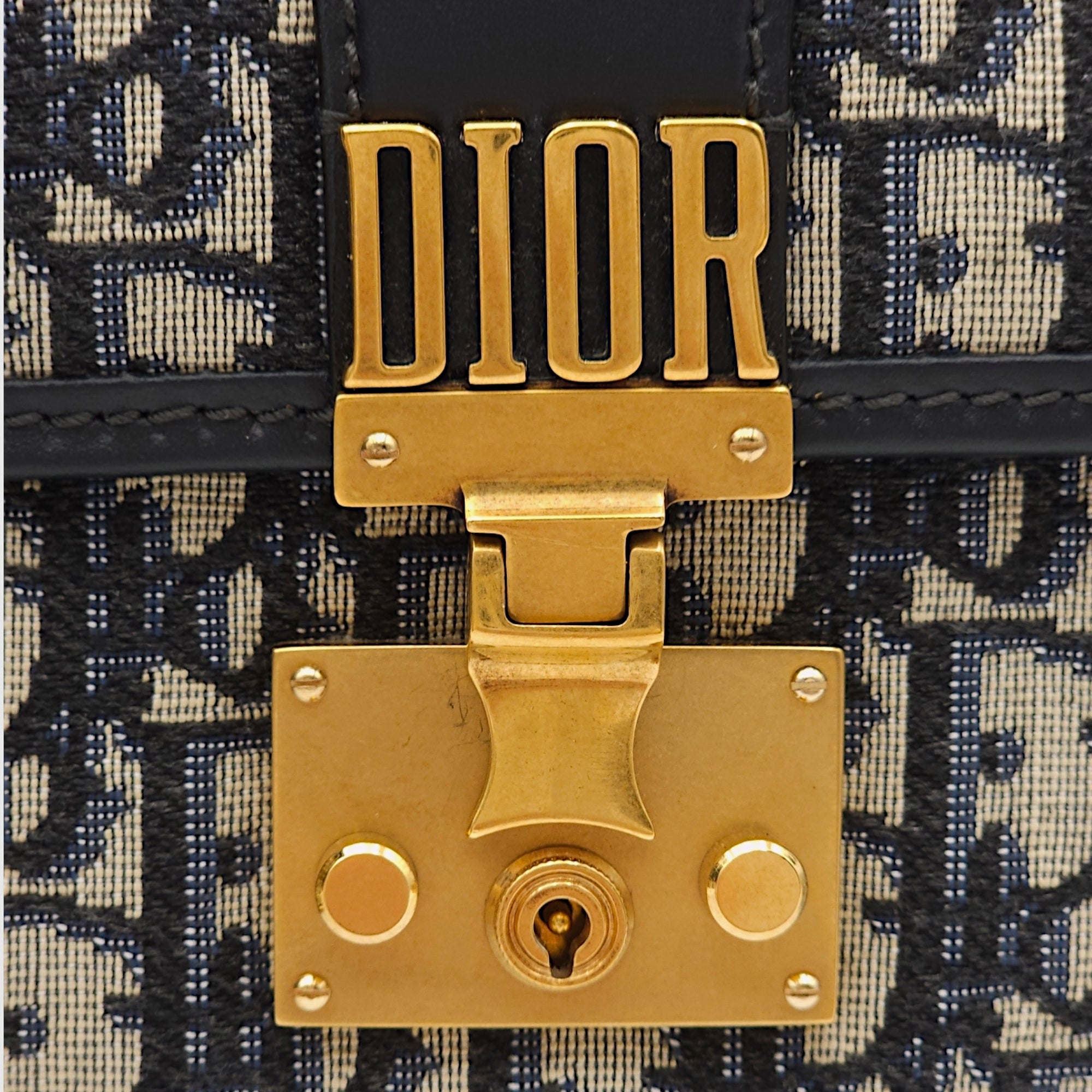 Dior Addict Medium Blue Oblique Shoulder Bag in Jacquard, Gold hardware