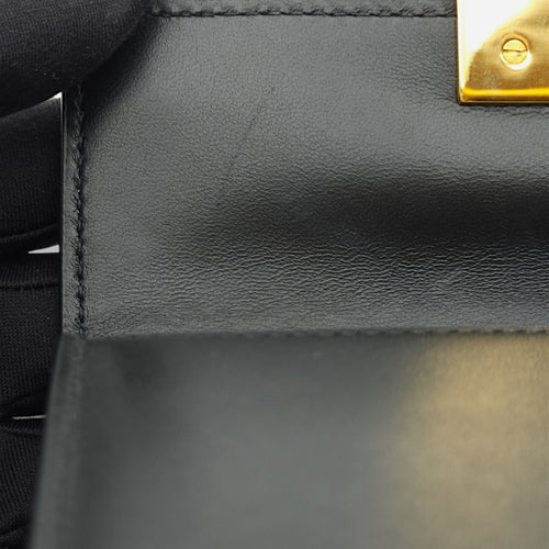 30 Montaigne Micro Black Crossbody Bag in Calfskin, Gold hardware