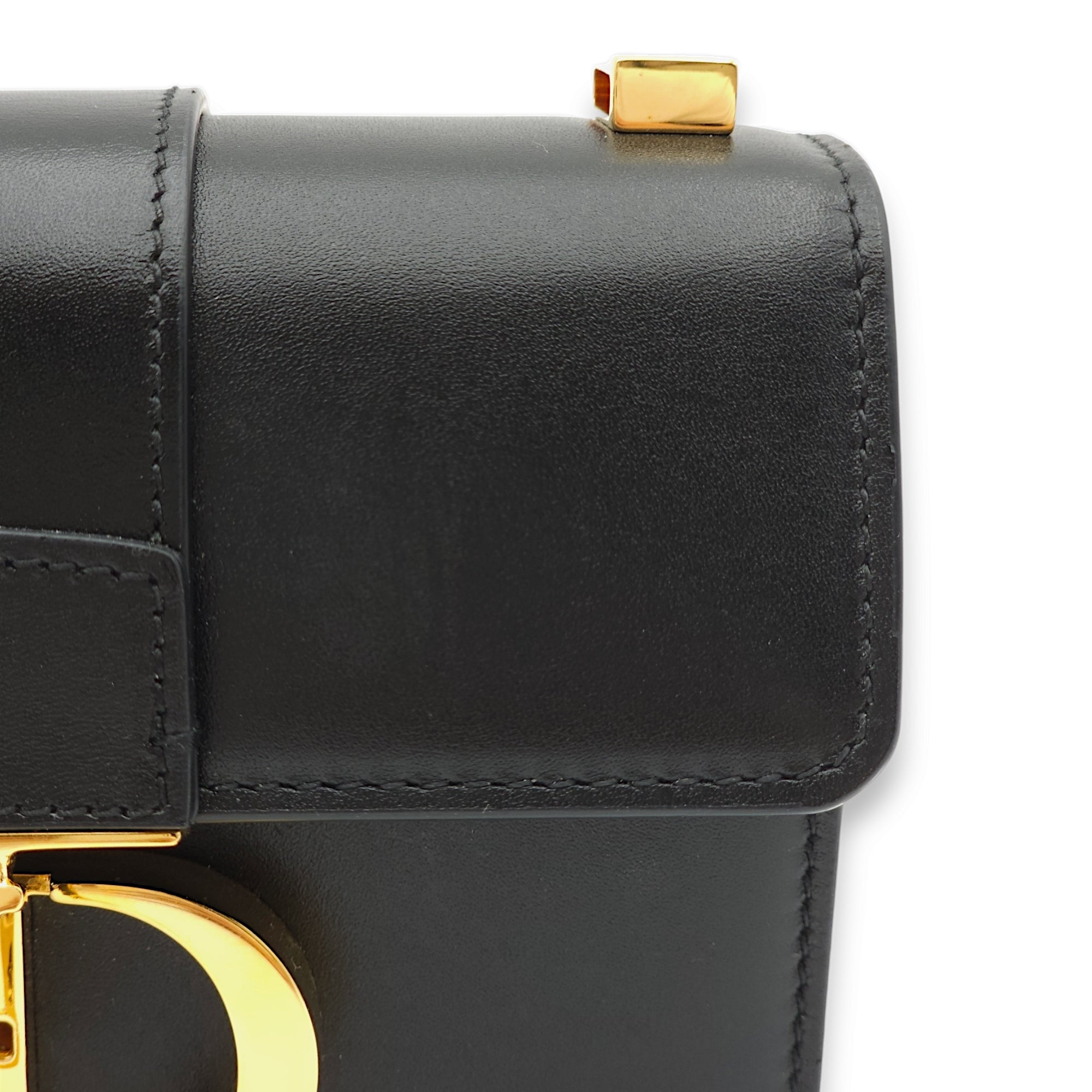 30 Montaigne Micro Black Crossbody Bag in Calfskin, Gold hardware