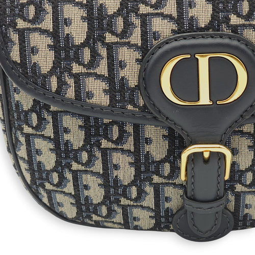 Bobby Medium Blue Oblique Crossbody Bag in Jacquard/Calfskin, Gold hardware